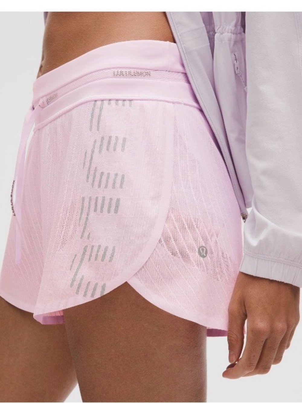 lululemon athletica fast and free airflow midrise running shorts 3” pink organza